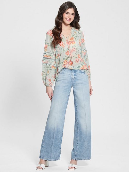Guess Eco Gilda Printed Top Blauw | GUESS-SN27590