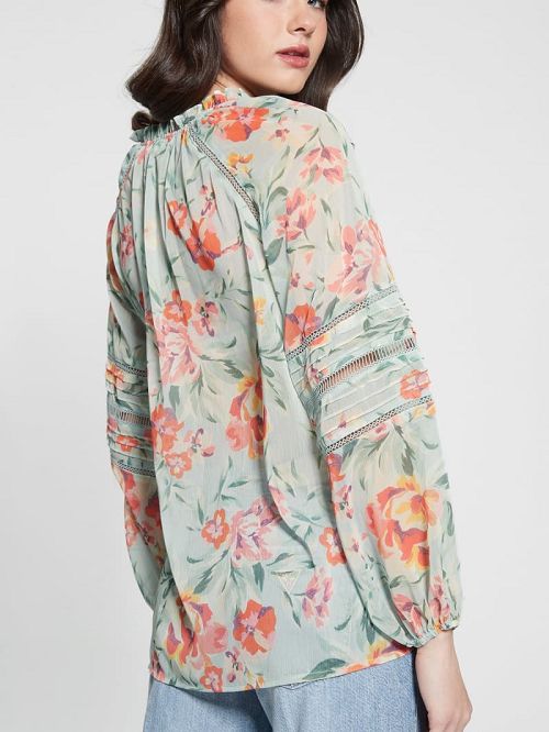 Guess Eco Gilda Printed Top Blauw | GUESS-SN27590