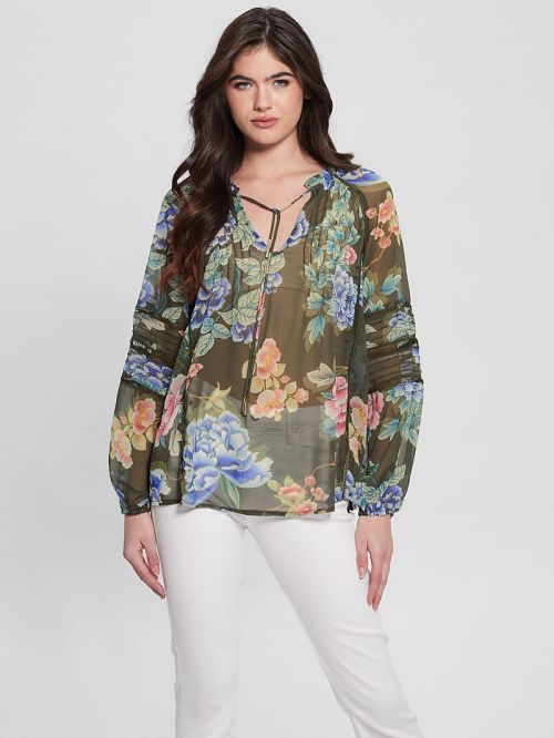 Guess Eco Gilda Printed Top Groen | GUESS-SN27061