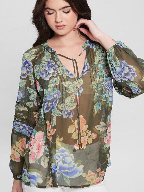 Guess Eco Gilda Printed Top Groen | GUESS-SN27061