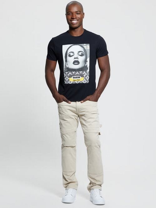 Guess Eco Girl Collage Tee Zwart | GUESS-SN30505