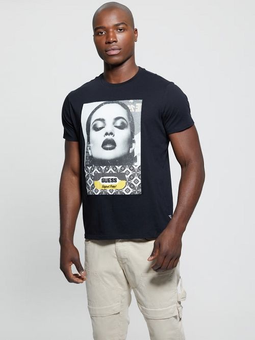 Guess Eco Girl Collage Tee Zwart | GUESS-SN30505