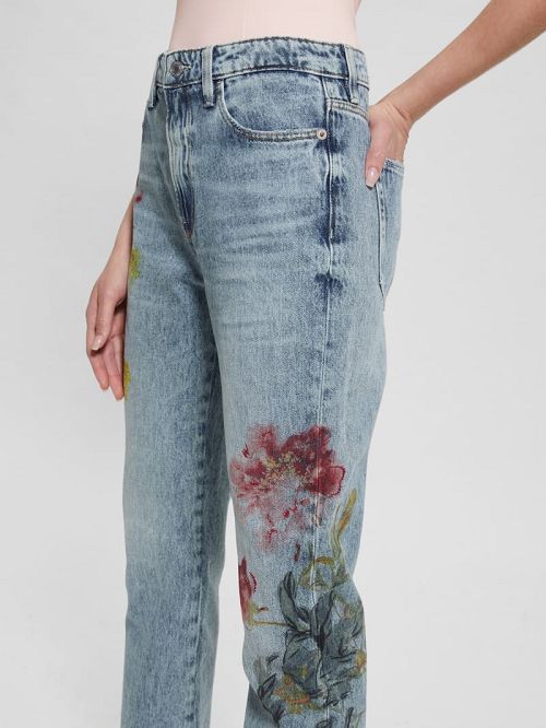 Guess Eco Girly Embroidered Jeans Blauw | GUESS-SN26607