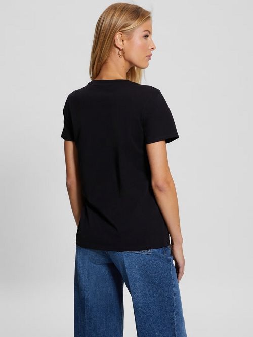Guess Eco Glam Logo Easy Tee Zwart | GUESS-SN27170