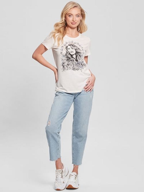 Guess Eco Goddess Sketch Tee Wit | GUESS-SN27059
