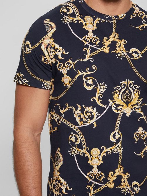 Guess Eco Gold Chain Tee Zwart | GUESS-SN30470
