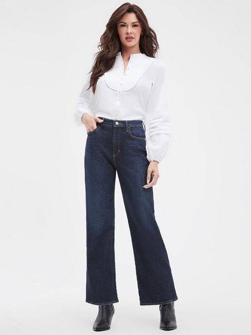Guess Eco High-Rise Wide Leg Jeans Blauw | GUESS-SN26613