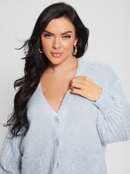 Guess Eco Hiro Knit Cardigan Sweater Blauw | GUESS-SN27785