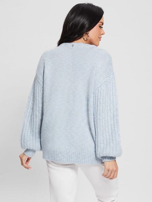Guess Eco Hiro Knit Cardigan Sweater Blauw | GUESS-SN27785