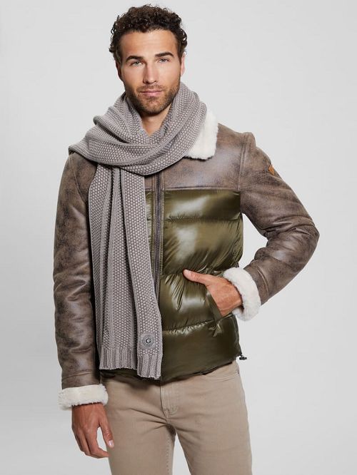 Guess Eco Hunter Ribbed Scarf Bruin | GUESS-SN31850