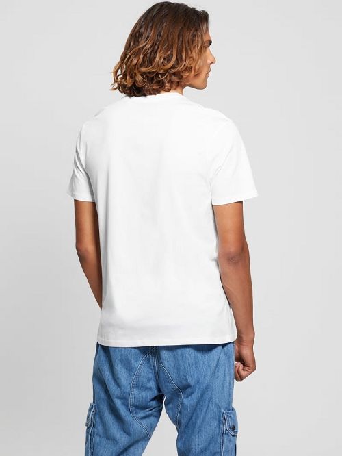 Guess Eco Iridescent Signature Tee Wit | GUESS-SN30594