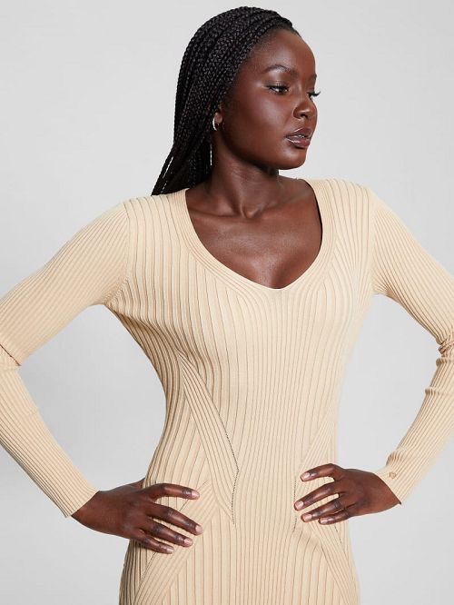 Guess Eco Isabella Sweater Dress Beige | GUESS-SN27029