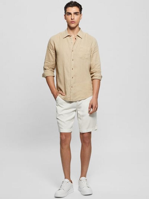Guess Eco Island Linen Shirt Beige | GUESS-SN31286
