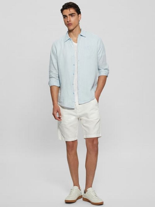 Guess Eco Island Linen Shirt Blauw | GUESS-SN31085
