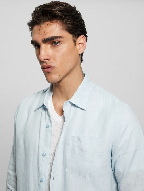 Guess Eco Island Linen Shirt Blauw | GUESS-SN31085