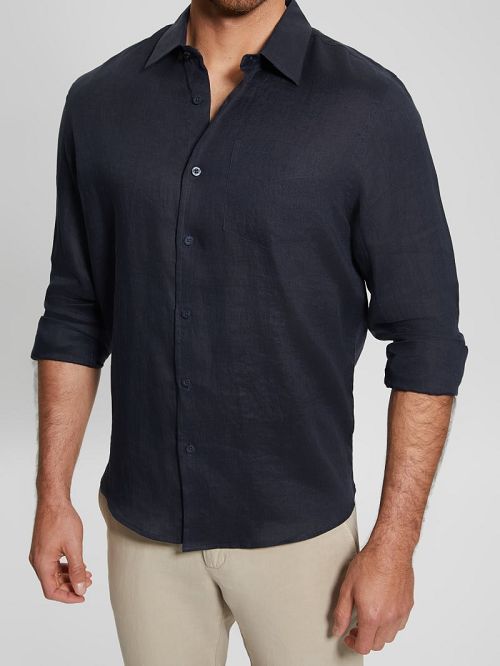 Guess Eco Island Linen Shirt Blauw | GUESS-SN31123