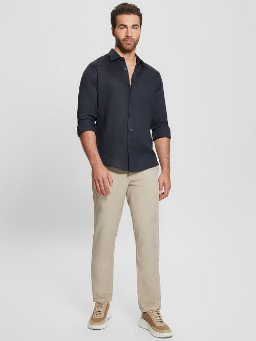 Guess Eco Island Linen Shirt Blauw | GUESS-SN31123