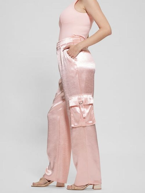 Guess Eco Jamie Satin Cargo Pants Roze | GUESS-SN28202