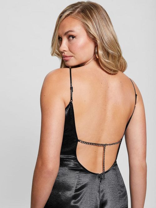 Guess Eco Jennie Satin Jumpsuit Zwart | GUESS-SN26755