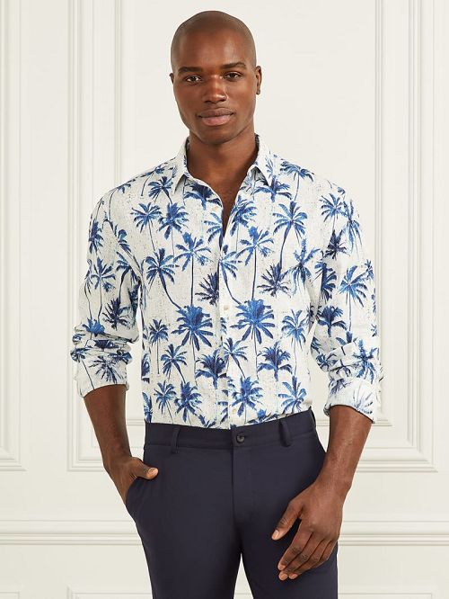 Guess Eco Joe Linen Shirt Blauw | GUESS-SN31140