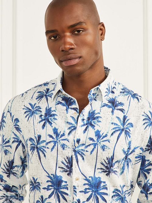 Guess Eco Joe Linen Shirt Blauw | GUESS-SN31140