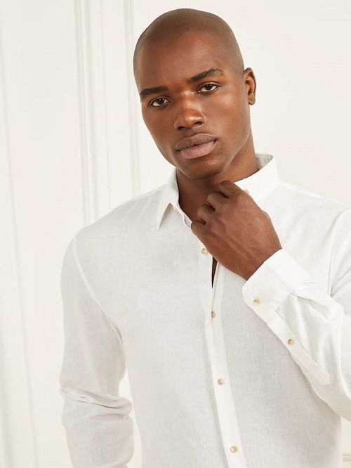 Guess Eco Joe Linen Shirt Wit | GUESS-SN31237