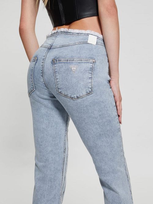 Guess Eco Joe Rhinestone Stripe Flared Jeans Blauw | GUESS-SN26637