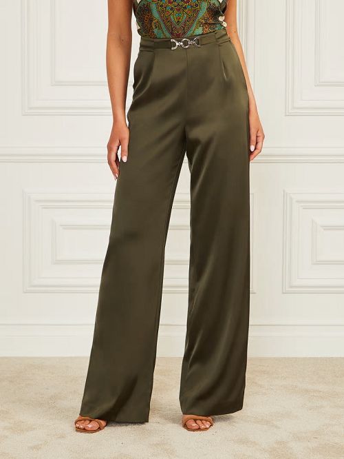 Guess Eco Josette Satin Pant Groen | GUESS-SN28282