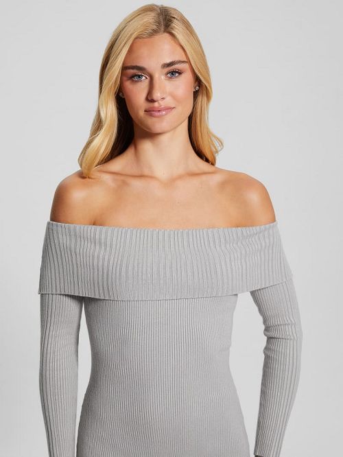 Guess Eco Julia Off-the-Shoulder Dress Grijs | GUESS-SN27037