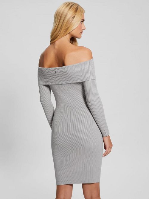 Guess Eco Julia Off-the-Shoulder Dress Grijs | GUESS-SN27037