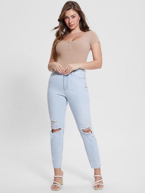 Guess Eco Karlee Henley Tee Beige | GUESS-SN27420