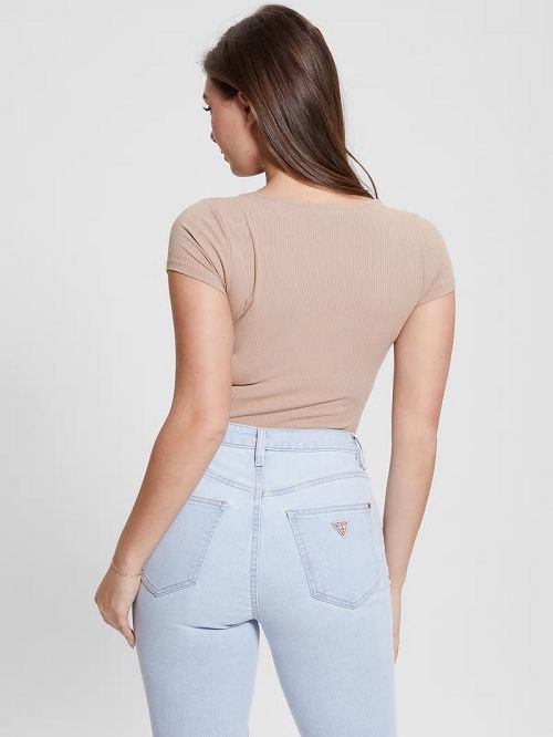 Guess Eco Karlee Henley Tee Beige | GUESS-SN27420