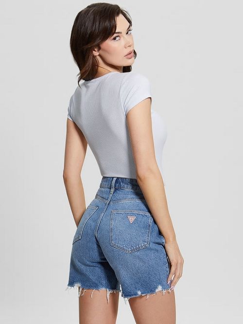 Guess Eco Karlee Henley Tee Blauw | GUESS-SN27532