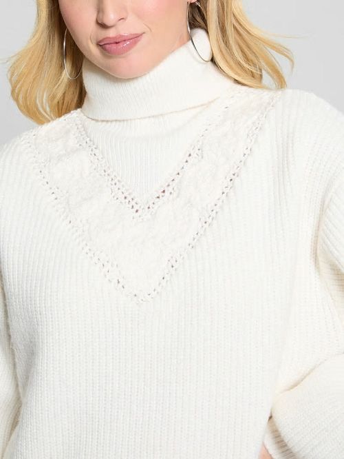 Guess Eco Katie Turtleneck Sweater Dress Wit | GUESS-SN26873