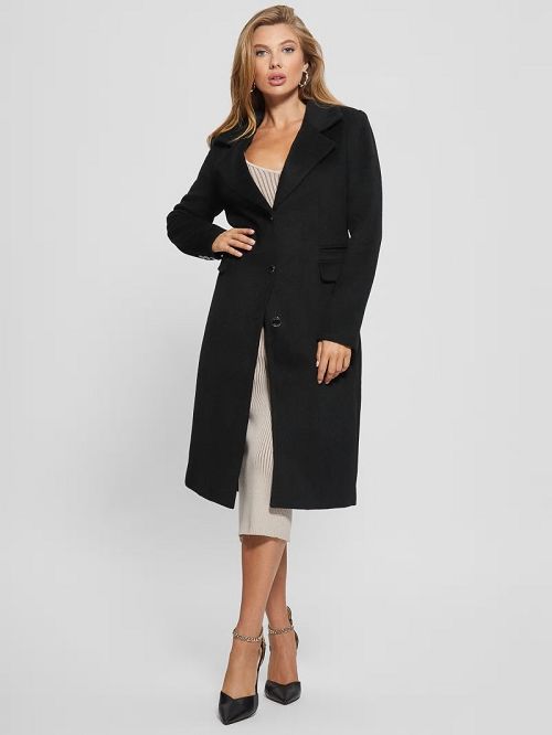 Guess Eco Laurence Faux-Fur Midi Coat Zwart | GUESS-SN27997