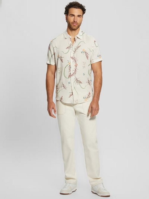 Guess Eco Leaves Shirt Beige | GUESS-SN31190