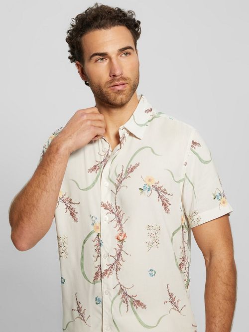 Guess Eco Leaves Shirt Beige | GUESS-SN31190