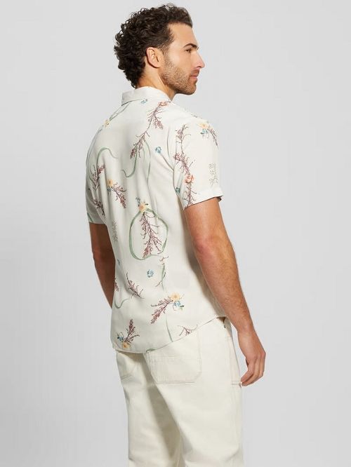 Guess Eco Leaves Shirt Beige | GUESS-SN31190