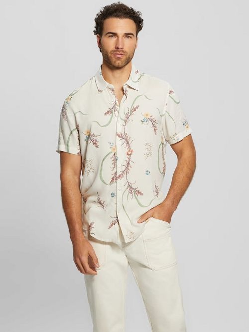 Guess Eco Leaves Shirt Beige | GUESS-SN31190
