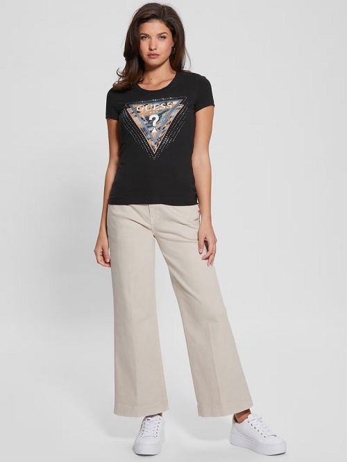 Guess Eco Leo Signature Triangle Tee Zwart | GUESS-SN27166