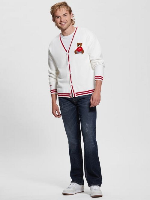 Guess Eco Liam Patch Cardigan Wit | GUESS-SN30989