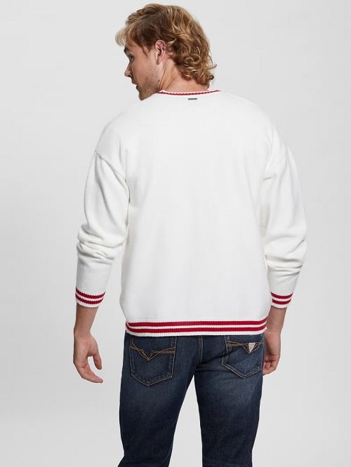 Guess Eco Liam Patch Cardigan Wit | GUESS-SN30989