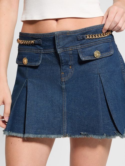 Guess Eco Lily Chain Skirt Blauw | GUESS-SN26661