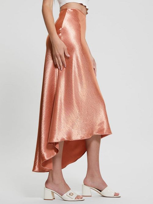 Guess Eco Lilya Satin Midi Skirt Roze | GUESS-SN28157