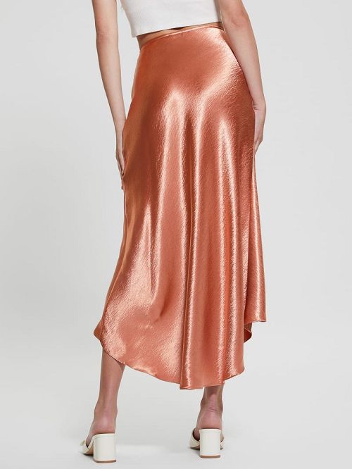 Guess Eco Lilya Satin Midi Skirt Roze | GUESS-SN28157