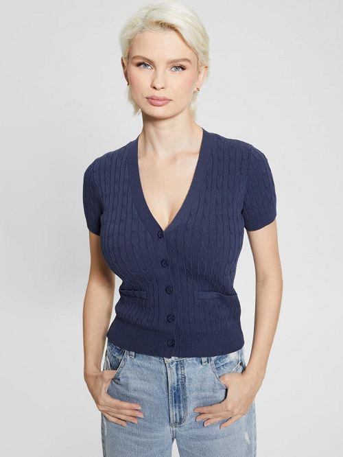 Guess Eco Lisa Twisted Cable Cardigan Blauw | GUESS-SN27669