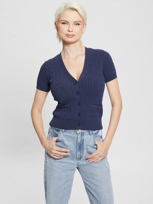 Guess Eco Lisa Twisted Cable Cardigan Blauw | GUESS-SN27669