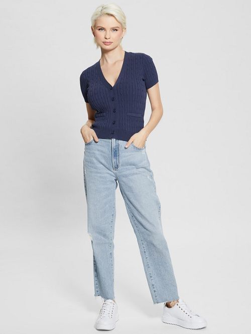 Guess Eco Lisa Twisted Cable Cardigan Blauw | GUESS-SN27470