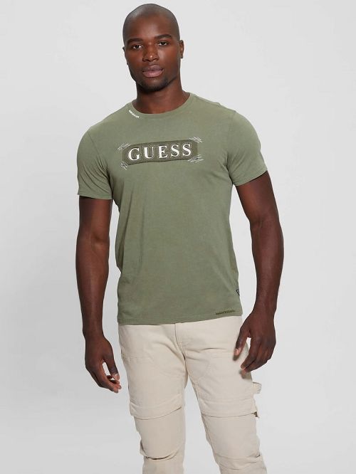 Guess Eco Logo Applique Tee Groen | GUESS-SN30690