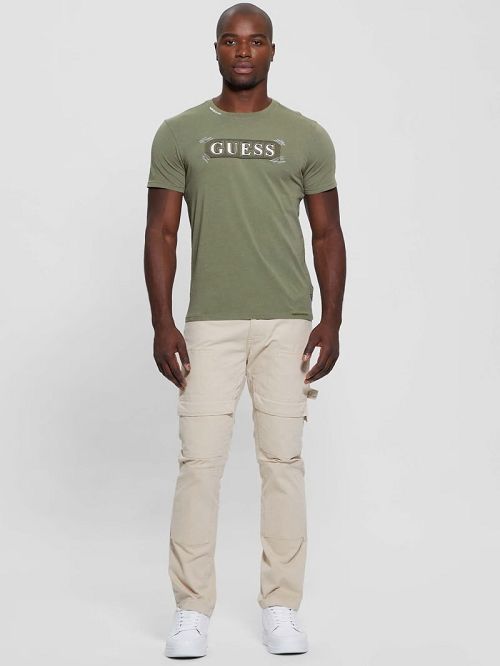Guess Eco Logo Applique Tee Groen | GUESS-SN30690
